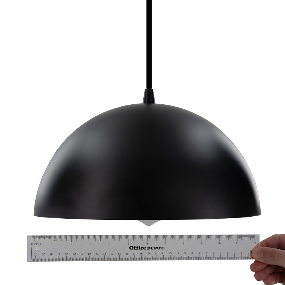 Large Matte Black & Gold Metal Dome Instant Pendant Recessed Can Conversion Kit