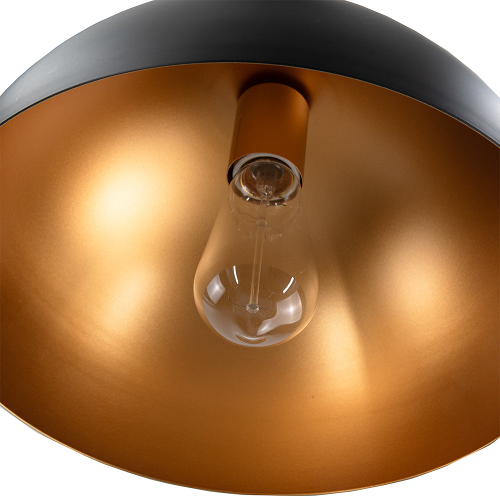 Large Matte Black & Gold Metal Dome Instant Pendant Recessed Can Conversion Kit (SHIPS 3/17)