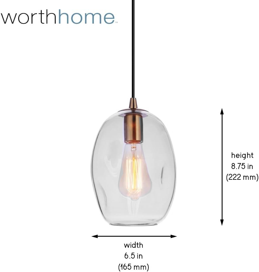 Artisan Dimpled Clear Glass Instant Pendant Light shade is 6.5" wide and 8.75" tall