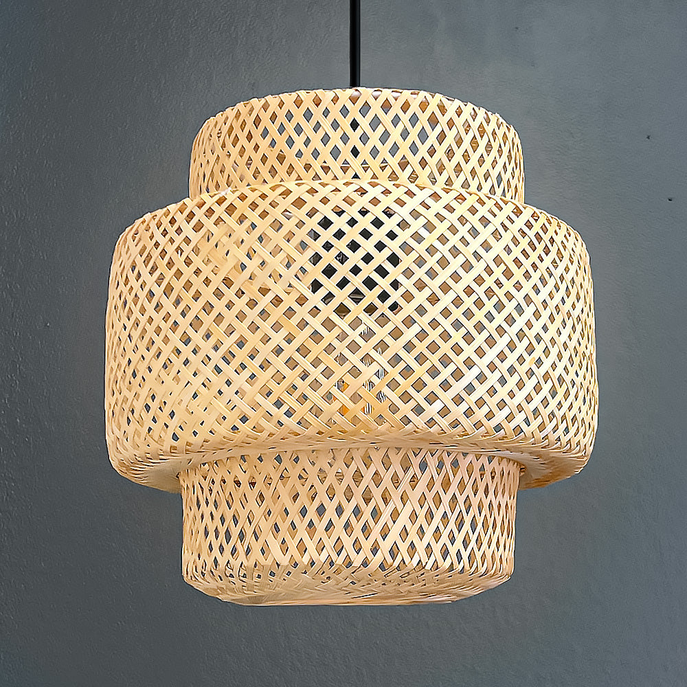 Small 11 inch 3-Tier Bamboo Shade w/ Matte Black Recessed Can Conversion Kit (SHIPS 10/20)
