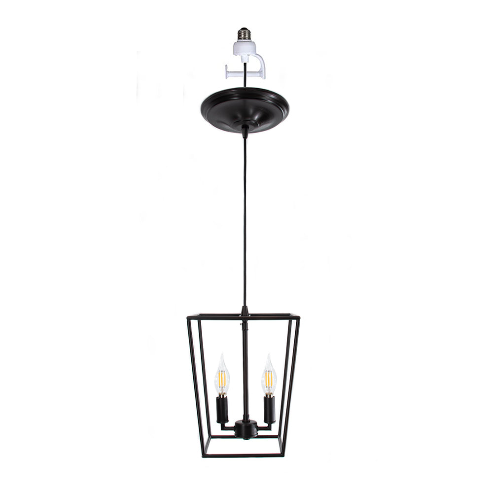 Brushed Bronze Lantern Instant Pendant Light converts recessed can light fixture to pendant