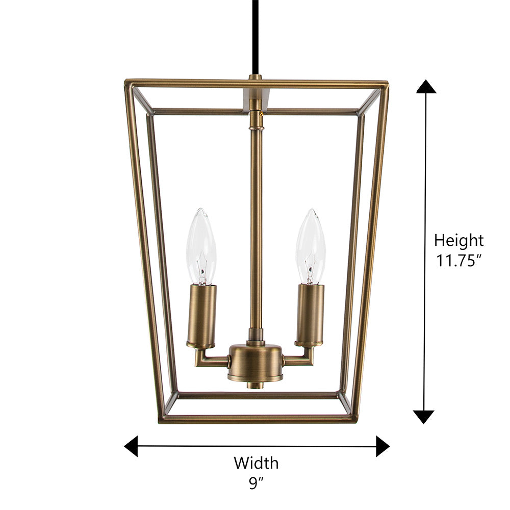** NEW ** Brushed Brass 2-Light Lantern Instant Pendant Recessed Can Conversion Kit