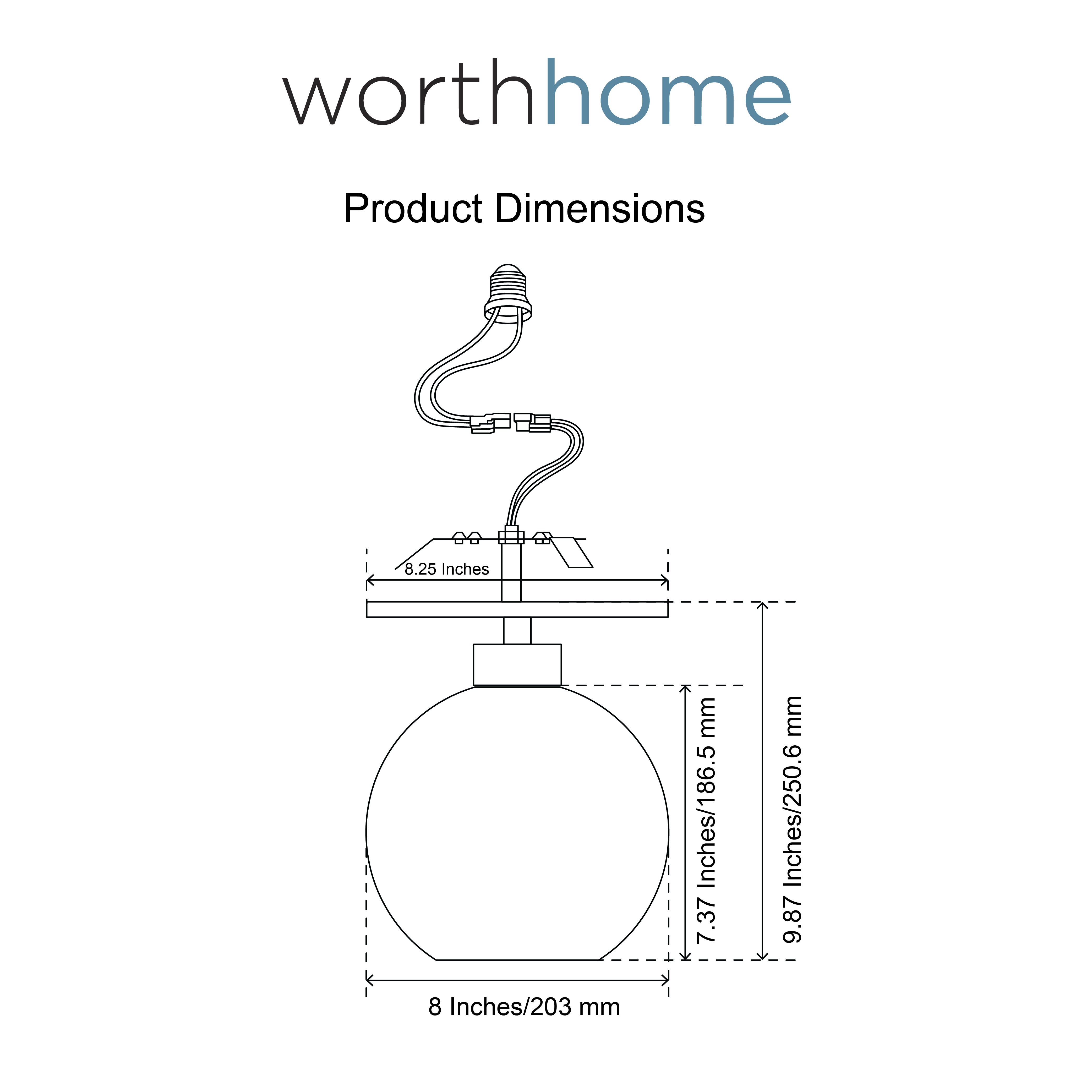 Matte Black Clear Globe Instant Semi Flush 6" Recessed Conversion Kit schematic