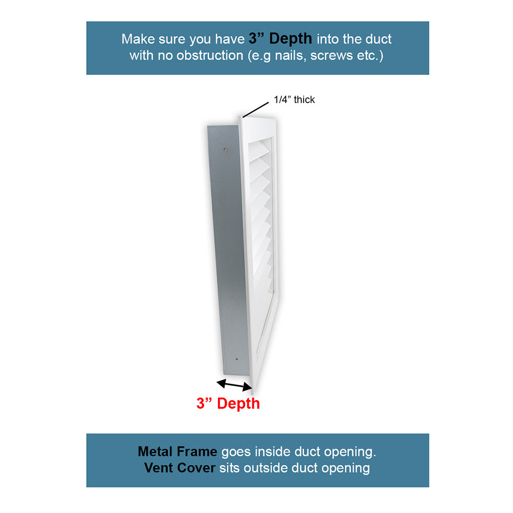 Luxury Wood A/C Return Vent Cover, In-Take Wall Grills – Primed White Holds 1" Filter