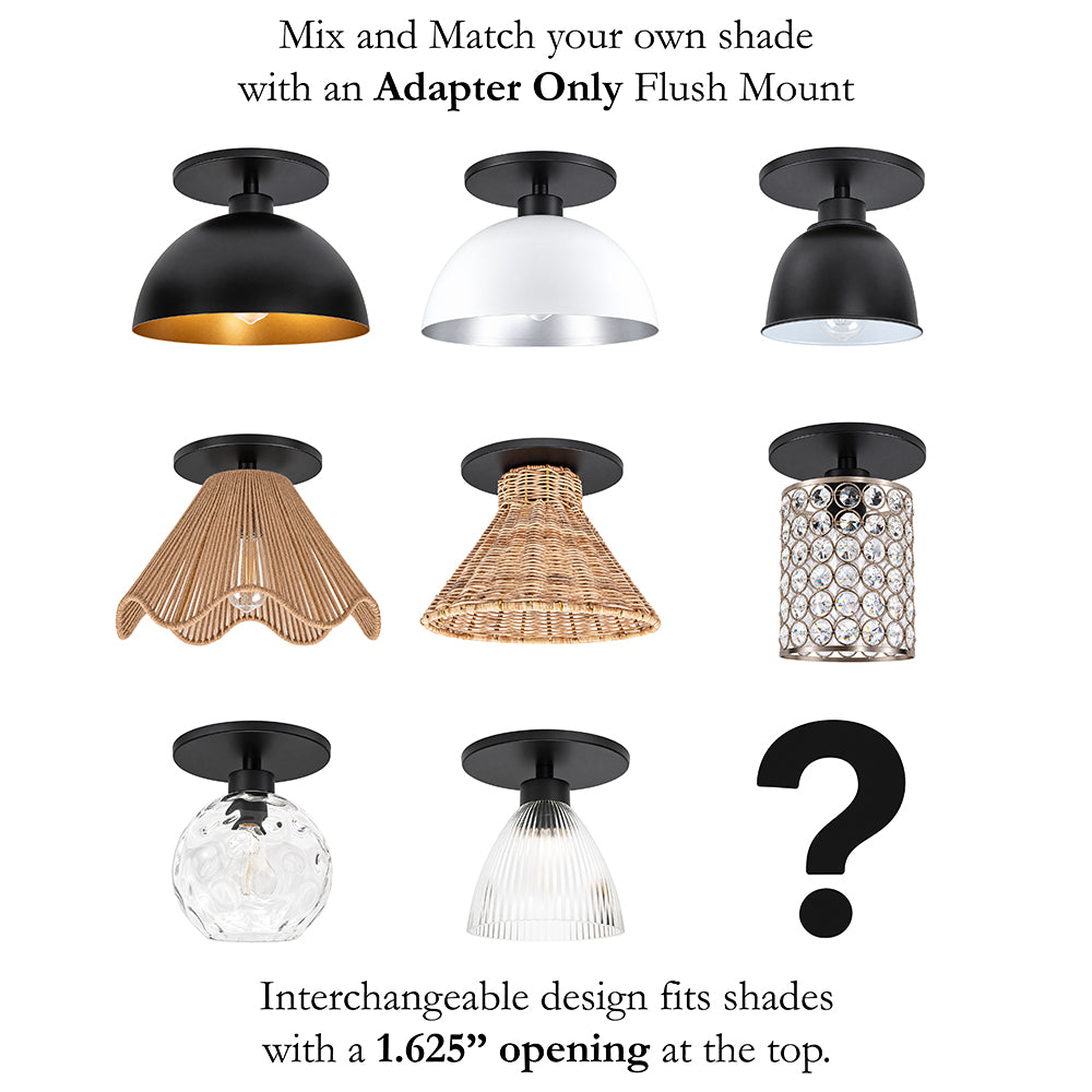 New Matte Black Instant Flush Mount Light - Recessed Can Conversion Kit (Adapter Only)