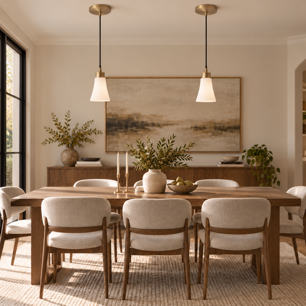 NEW Brushed Brass Instant Pendant Light - Recessed Can Conversion Kit with Fluted Milk Glass Shade