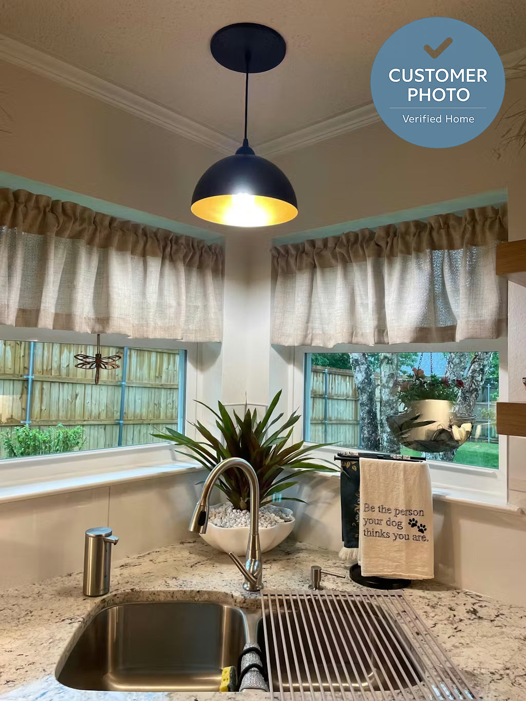 Large Matte Black & Gold Metal Dome Instant Pendant Recessed Can Conversion Kit