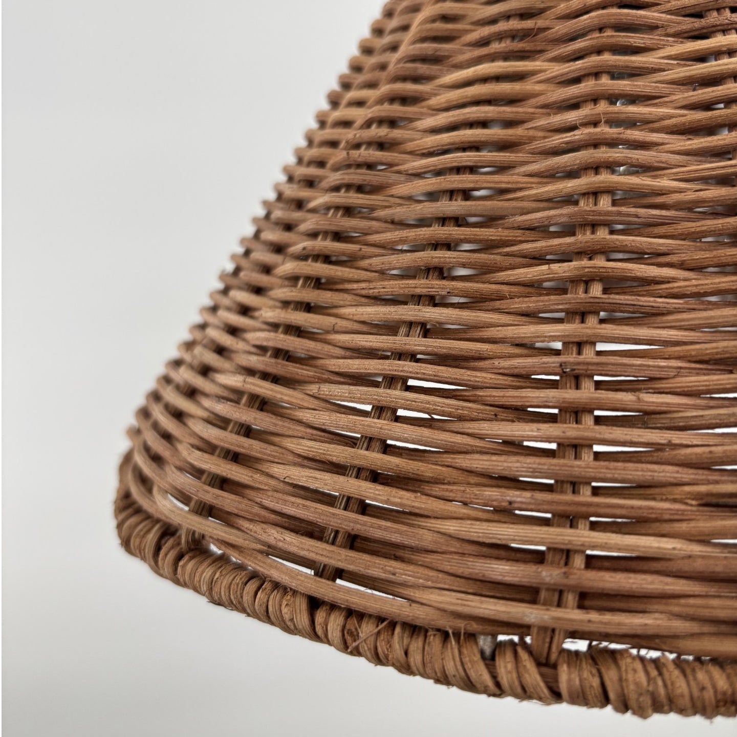 NEW Woven Rattan Cone Shade w/ Matte Black Recessed Can Conversion Kit (SHIPS 10/22)