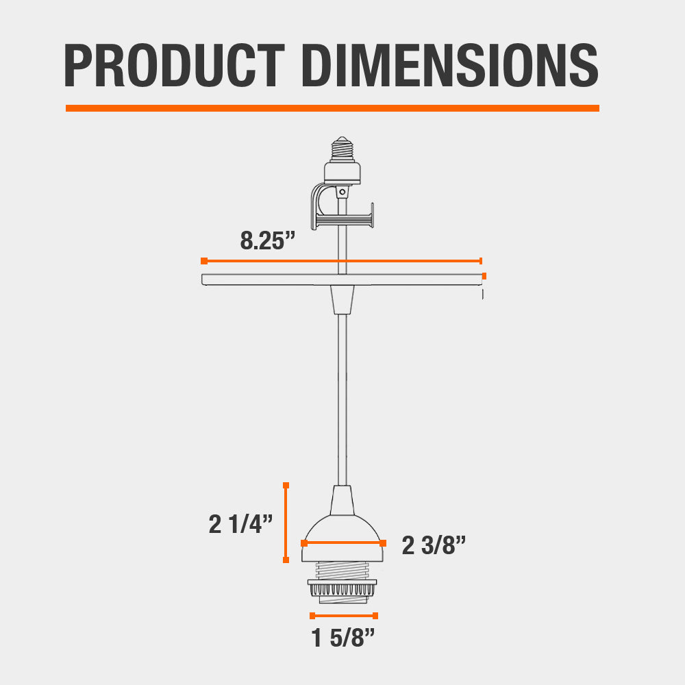 Product dimensions for Matte Black Instant Pendant Light Adapter