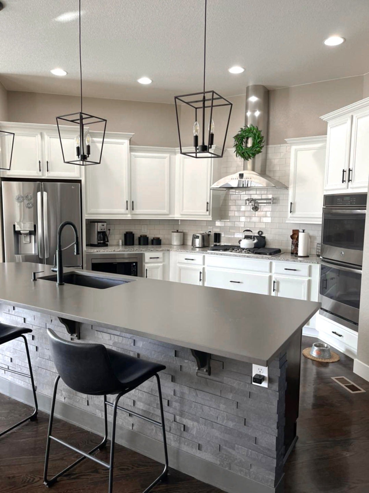 PKN-5011 - Brushed Bronze 2-Light Lantern Instant Pendant Recessed Can Light - Lifestyle