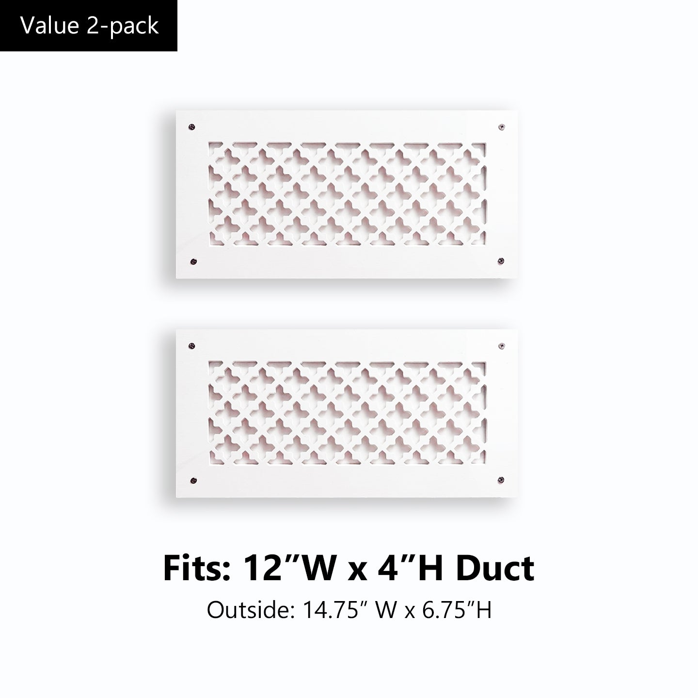 #Duct Size_12" W x 4" H (14.75" x 6.75" overall) (2-pack)