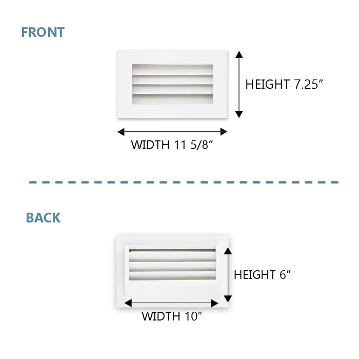Rectangular Register Take Off Luxury White Primed Wood Out-take Registers (SET OF 2)