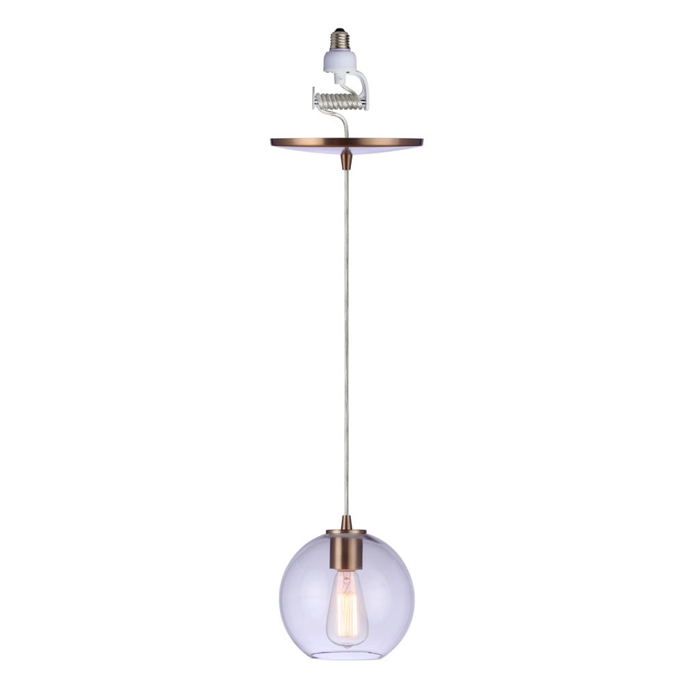 Worth Home Instant Pendant Conversion Light Kit Brass and Clear Glass Globe Pendant 