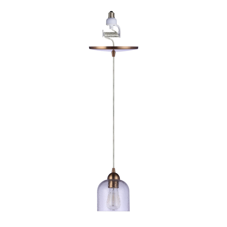 Open Box Satin Brass Clear Hammered Glass Instant Pendant Light