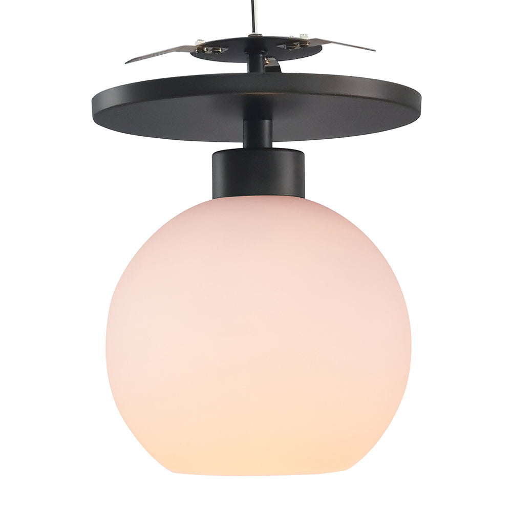 NEW Matte Black Milk Glass Globe Instant Semi Flush 6" Recessed Conversion Kit