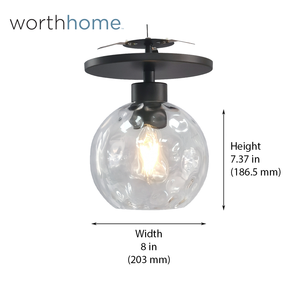 Matte Black Clear Water Glass Globe Instant Semi Flush Conversion Kit