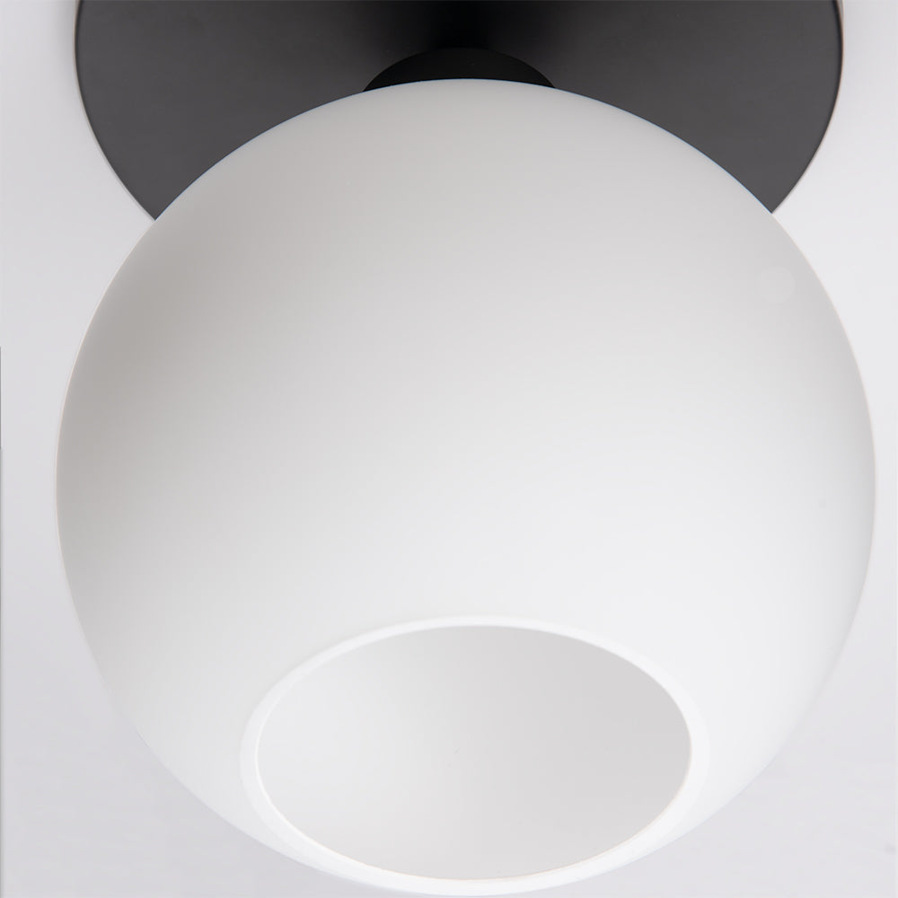 Matte Black Instant Flush Mount Light - Recessed Can Conversion Kit with Milk Glass Globe (Pre-Orders Ship 6/12)