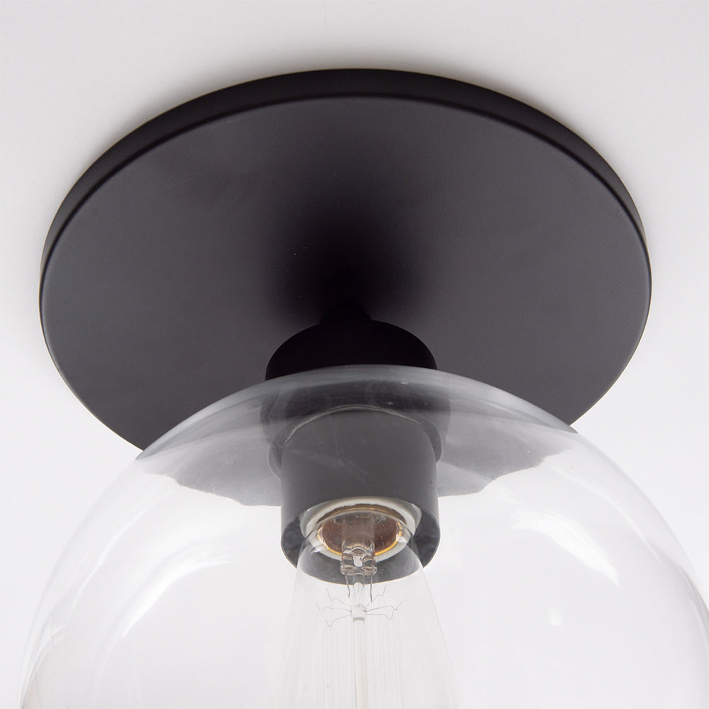 Matte Black Clear Globe Instant Flush Mount 6" Recessed Conversion Kit