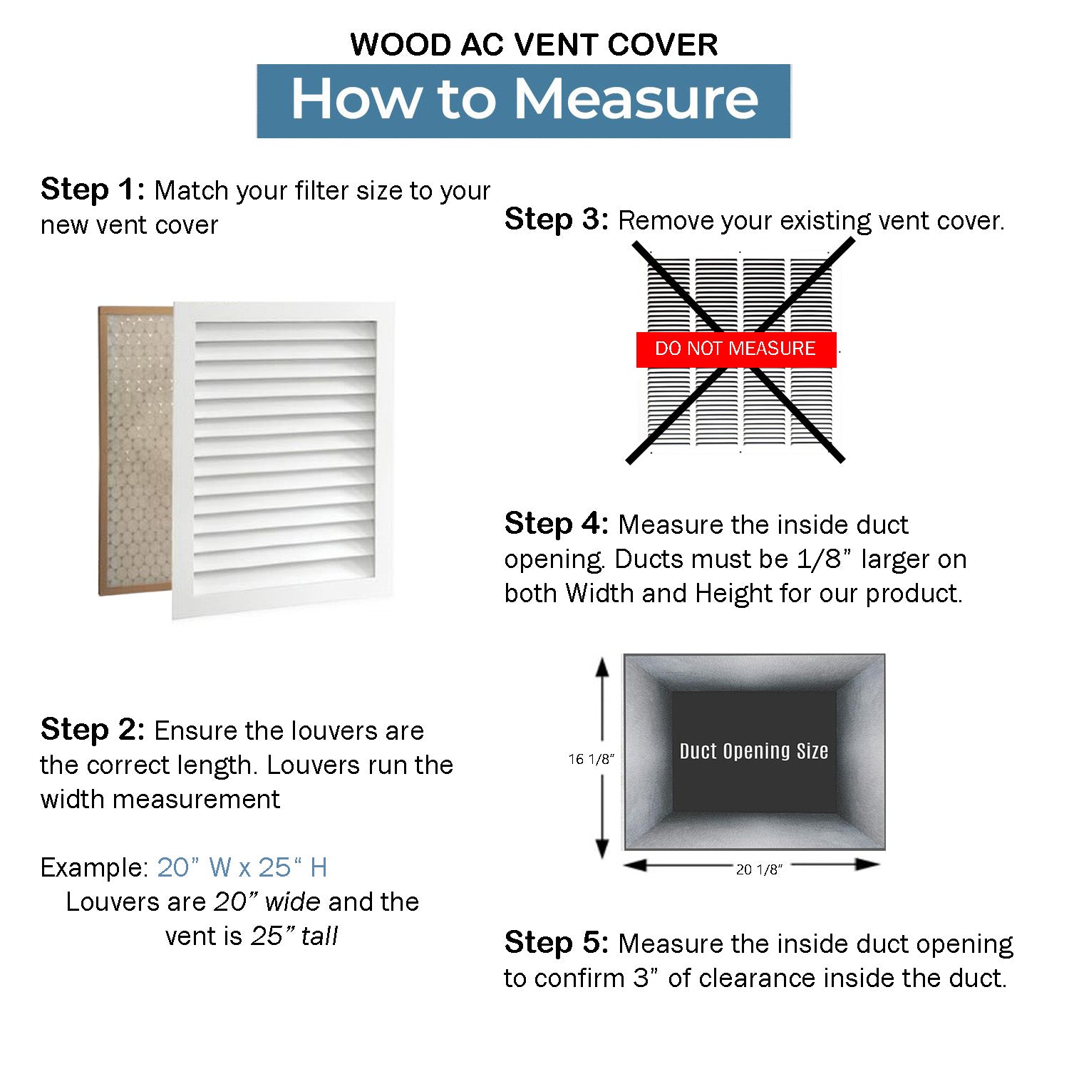 Luxury Wood A/C Return Vent Cover, In-Take Grills – Primed, Holds 1" Filter