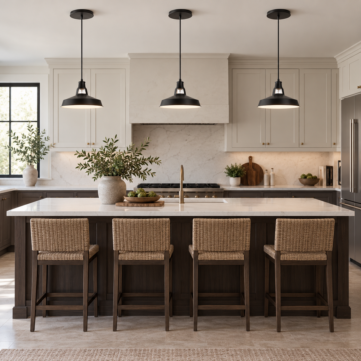 Matte Black Metal Farmhouse Instant Pendant Light - Can Conversion Kit