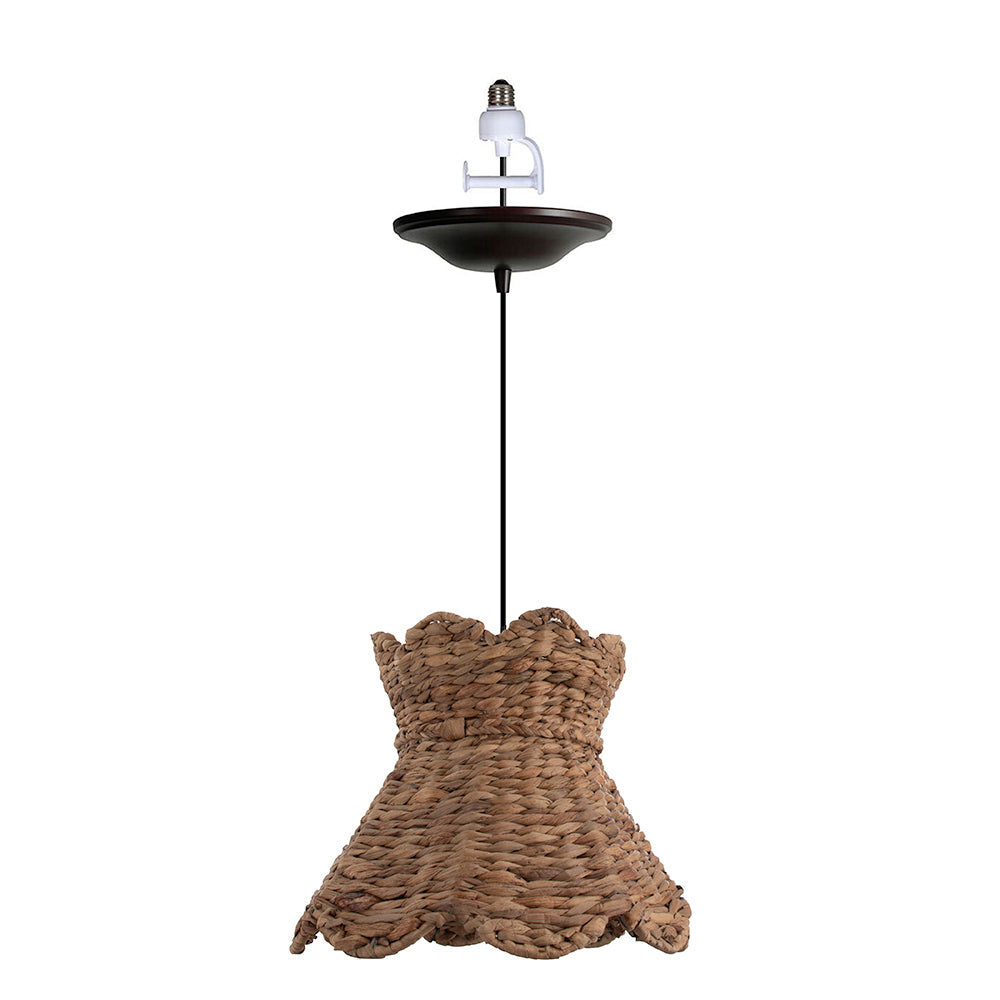 NEW Large Woven Hyacinth Drum Shade w/ Oil Rubbed Bronze Recessed Can Conversion Kit (SHIPS 10/22)