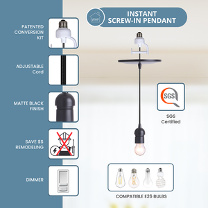 Instant Pendant Conversion Light Kit Adapter - Matte Black