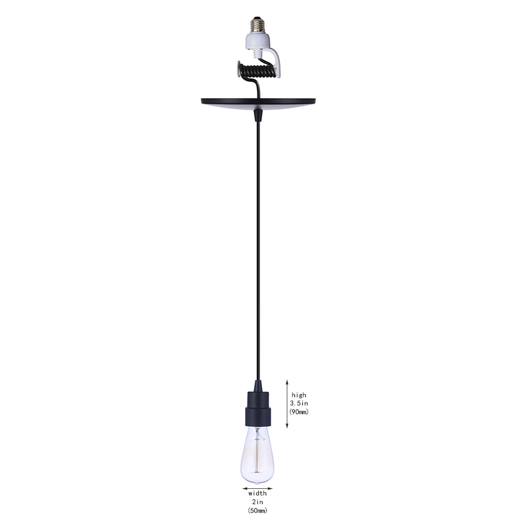 Worth Home Products - Instant Pendent Light  Adapter - Matte Black - PAN-6223 - Dimensions