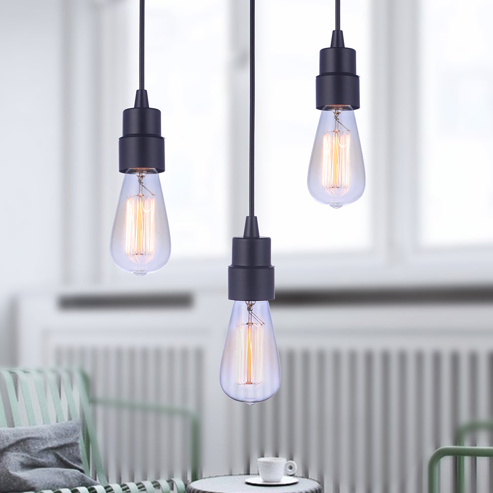 Worth Home Products - Instant Light Pendant  Adapter - Matte Black - Can to pendant light for Kitchen Islands, home office, living room and dining room - PAN-6223