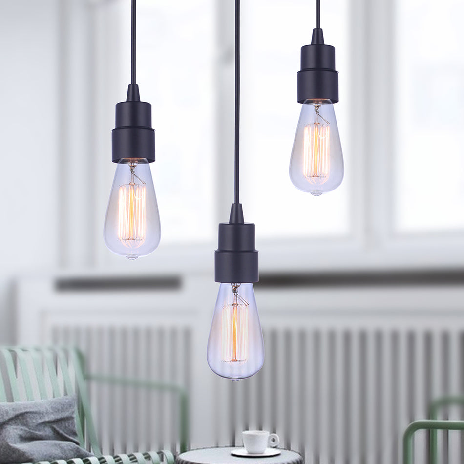 Worth Home Products - Instant Light Pendant  Adapter - Matte Black - Can to pendant light for Kitchen Islands, home office, living room and dining room - PAN-6223