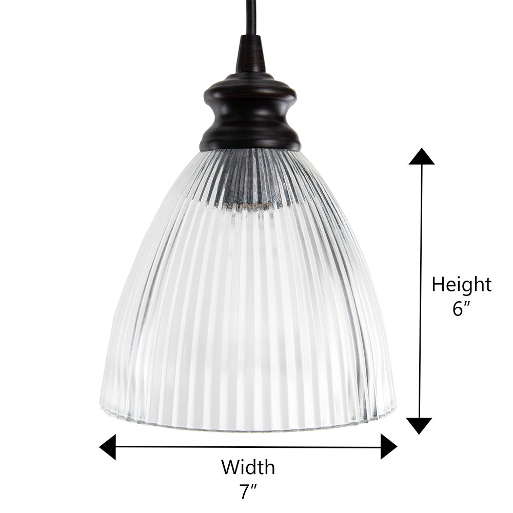 Open Box Ribbed Halophane Brushed Bronze Instant Pendant Conversion Kit