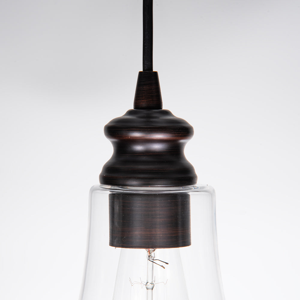 Brushed Bronze Instant Pendant Light - Recessed Can Conversion Kit with Fluted Clear Glass Shade (Pre-Orders Ship 6/12)