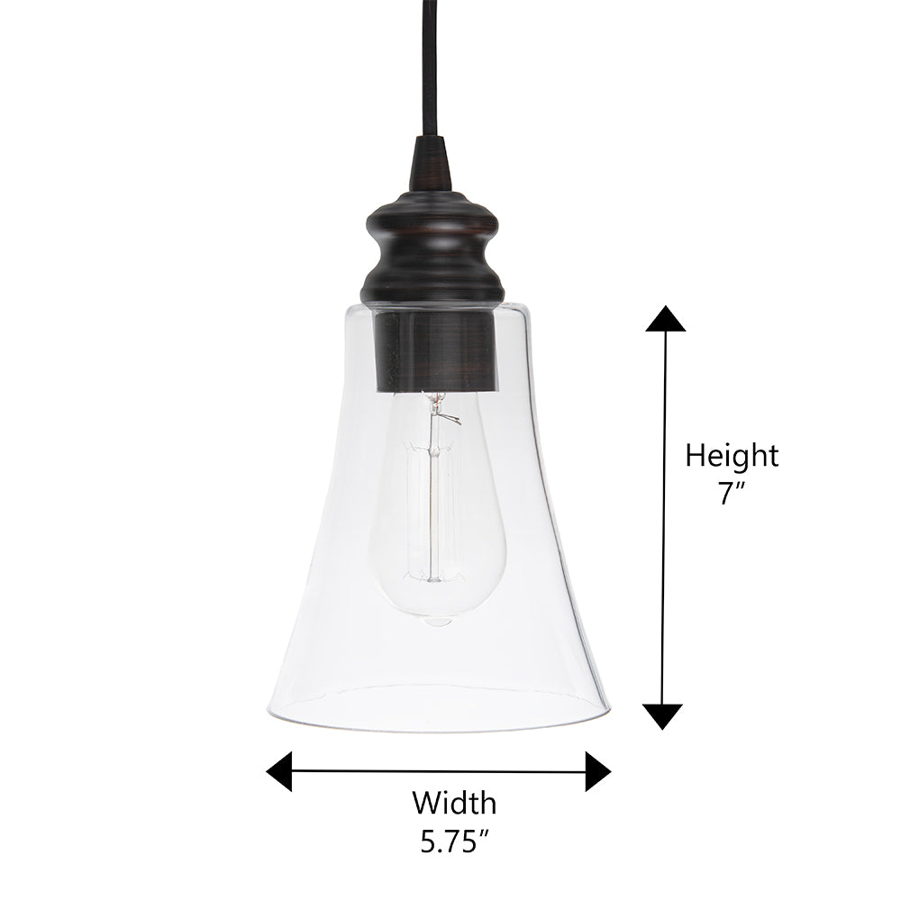 Brushed Bronze Instant Pendant Light - Recessed Can Conversion Kit with Fluted Clear Glass Shade (Pre-Orders Ship 6/12)