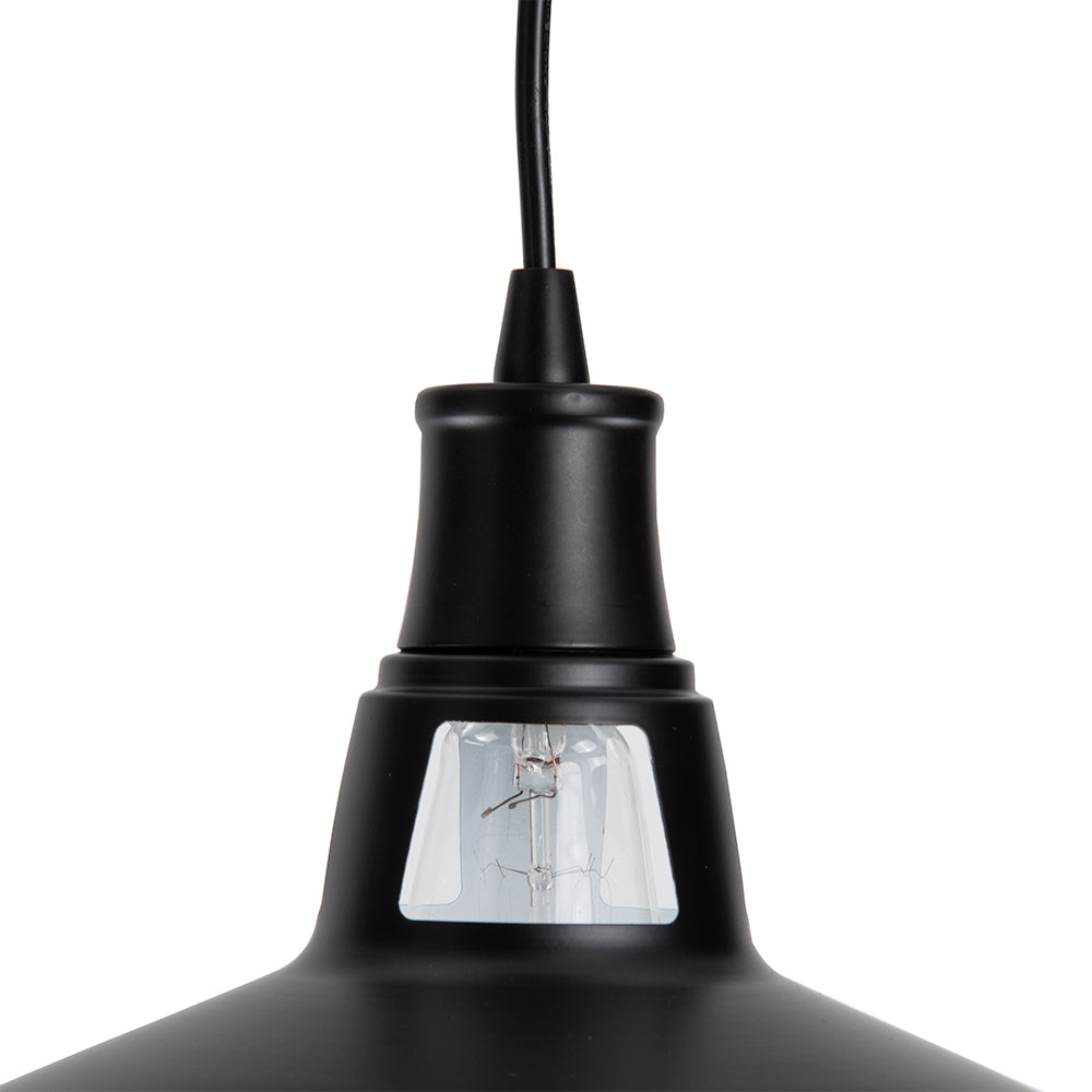 Matte Black Instant Pendant Light - Recessed Can Conversion Kit with Modern Farmhouse Metal Dome
