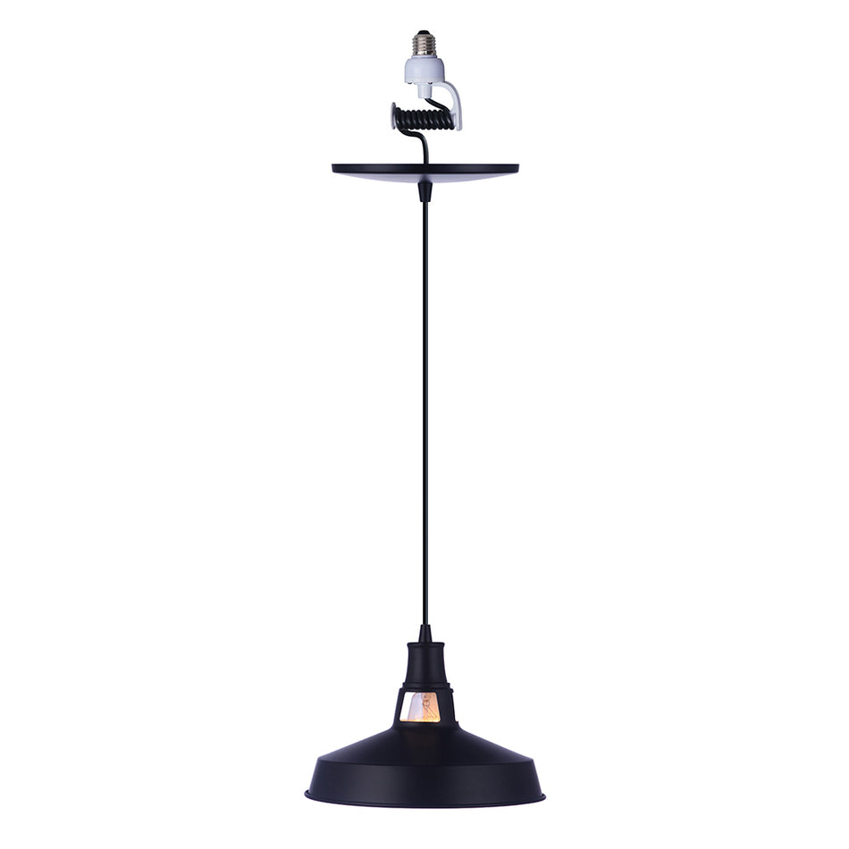 Worth Home Products - Matte Black Modern Farm House Metal Shade Instant Pendant Light - PBN-2322-90MB