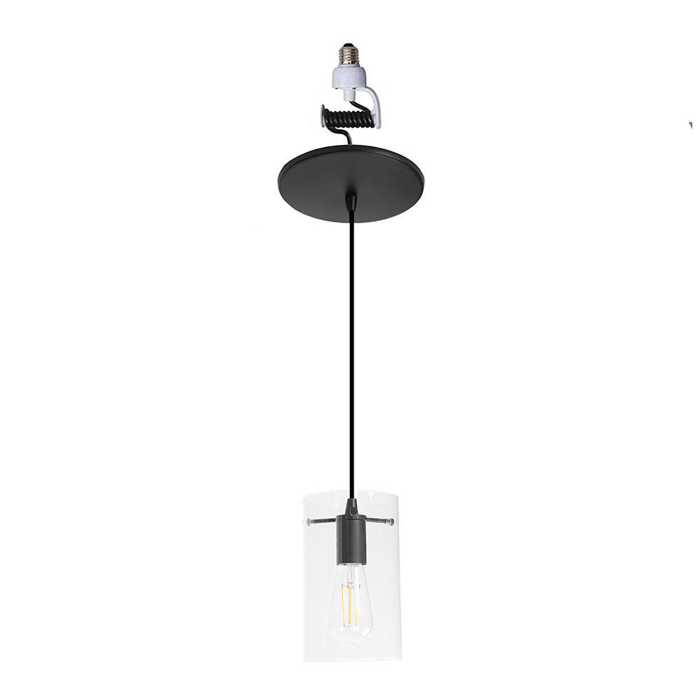 Matte Black Cylinder Glass Instant Pendant Recessed Can Conversion Kit