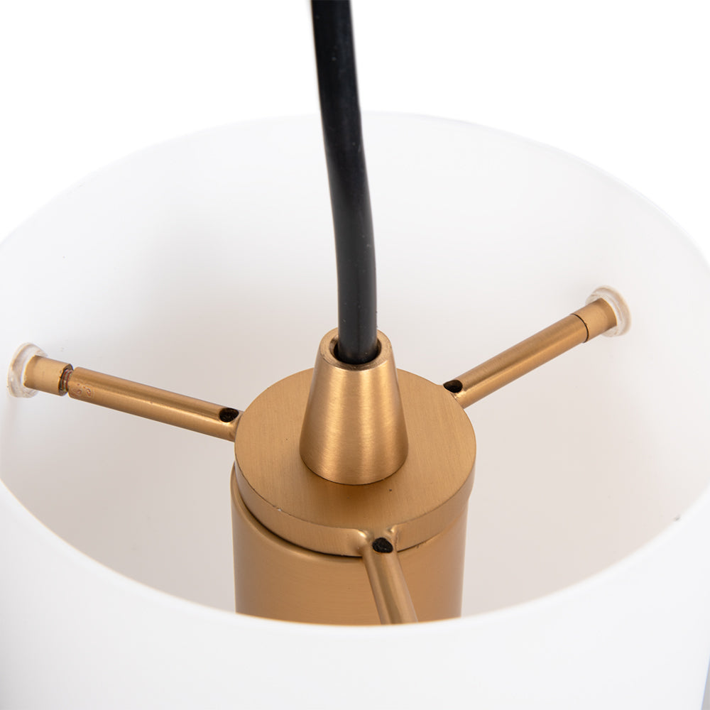 NEW Satin Brass Instant Pendant Light - Recessed Can Conversion Kit with Cylinder Milk Glass Shade