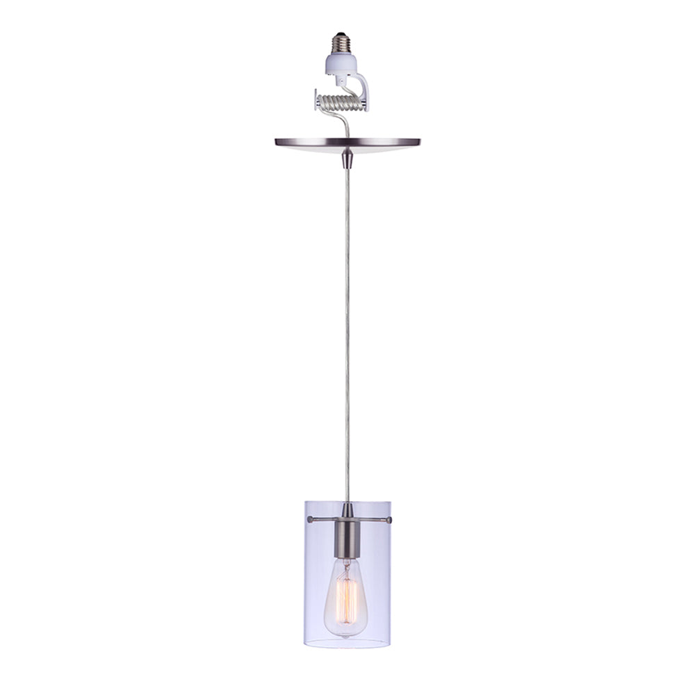 Worth Home Products - Brushed Nickle Minimalist Cylinder Glass Instant Pendant Light - PBN-2344-9BNK