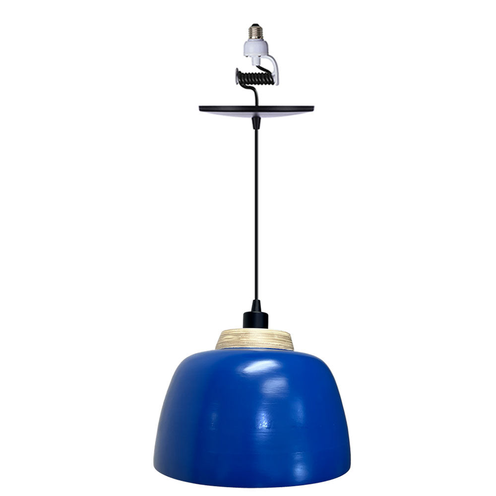 Worth Home Products - Matte Black Royal Blue Lacquered Spun Bamboo Instant pendant Light - PBN-2353-6223