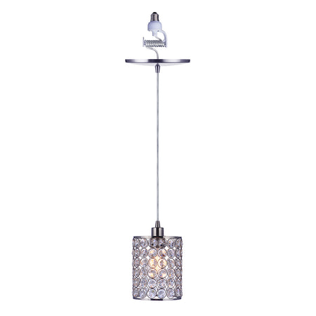 Worth Home Products - Brushed Nickle Cylinder Crystal luxry  Instant Pendant Light - Can light to pendant light Conversion kit for kitchen island, breakfast nook, dinig room, living room and home office - PBN-2355-6BNK