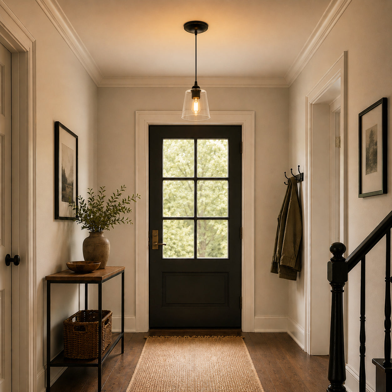 Oil Rubbed Bronze Instant Pendant Light - Recessed Can Conversion Kit with Small Clear Glass Cylinder Shade
