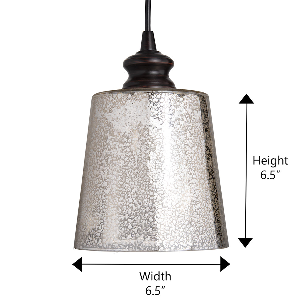 NEW Brushed Bronze Instant Pendant Light - Recessed Can Conversion Kit with Small Mercury Glass Cylinder Shade
