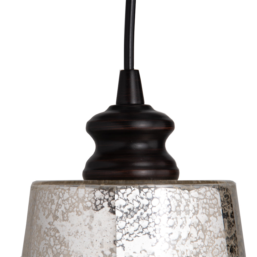 NEW Brushed Bronze Instant Pendant Light - Recessed Can Conversion Kit with Small Mercury Glass Cylinder Shade