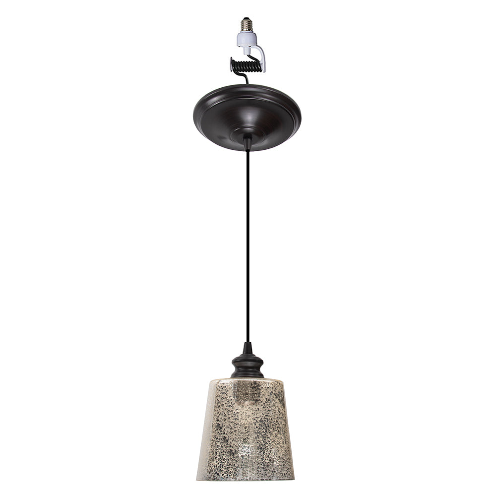 NEW Brushed Bronze Instant Pendant Light - Recessed Can Conversion Kit with Mercury Glass Cylinder Shade