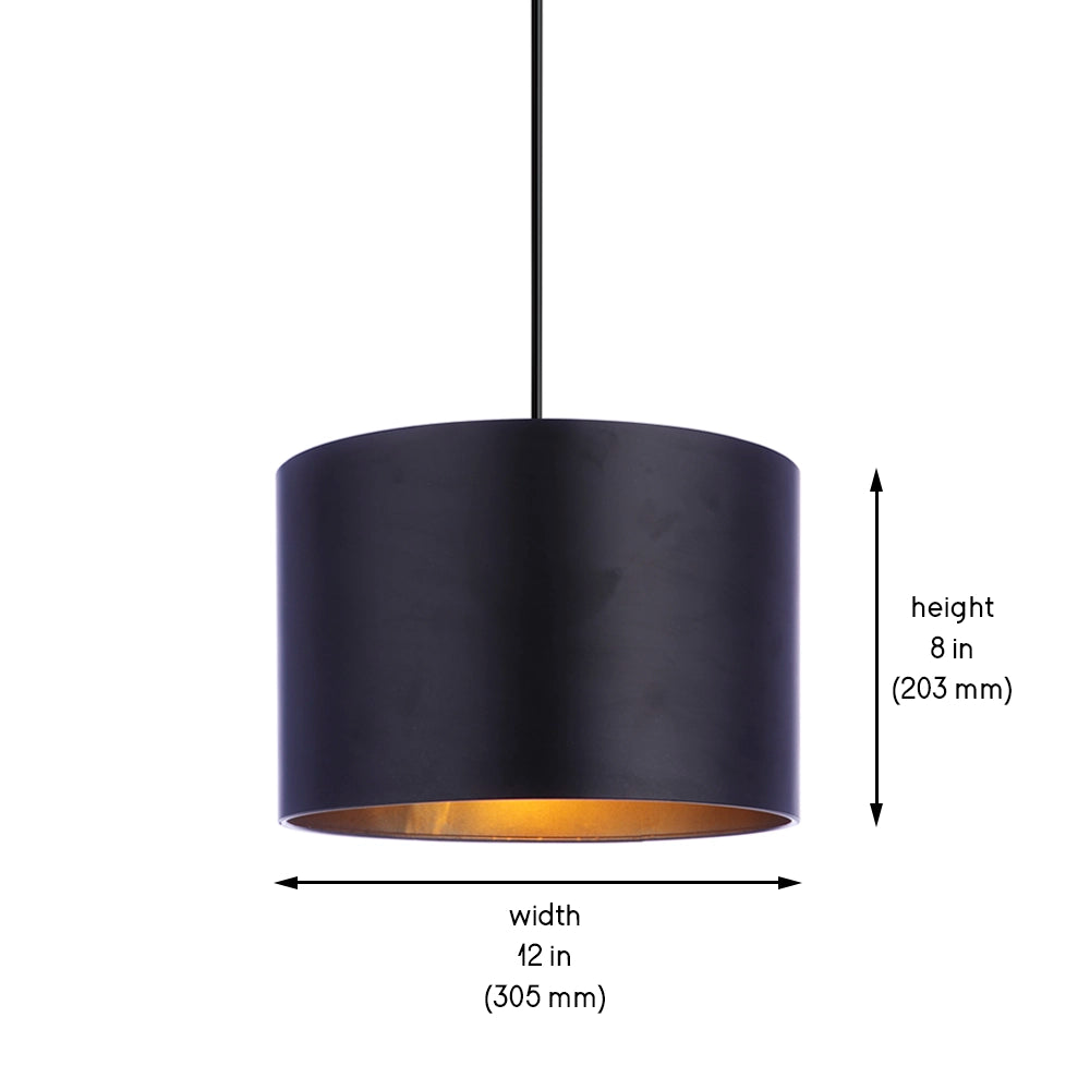 Instant Pendant Recessed Light Conversion Kit Matte Black and Gold Metal Drum Shade PBN-3760 - Worth Home Products