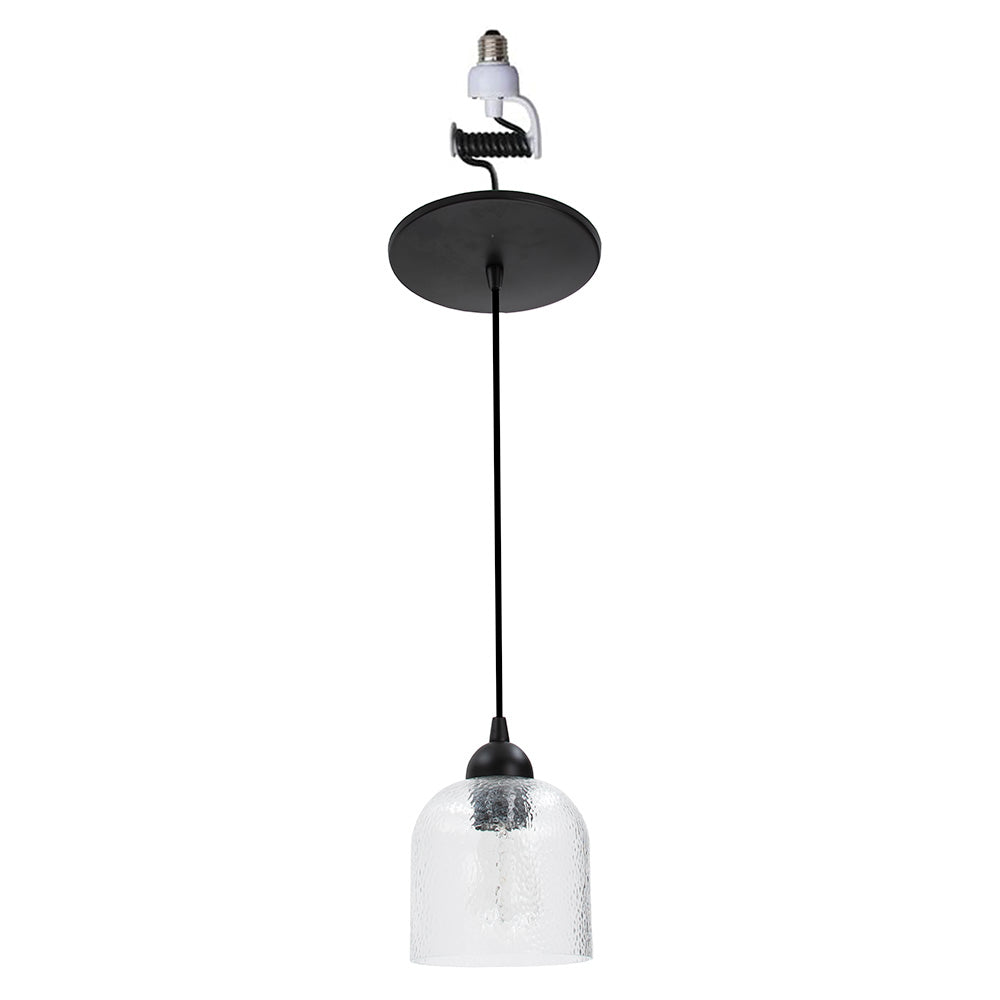 Matte Black Hammered Glass Instant Pendant Recessed Can Conversion Kit