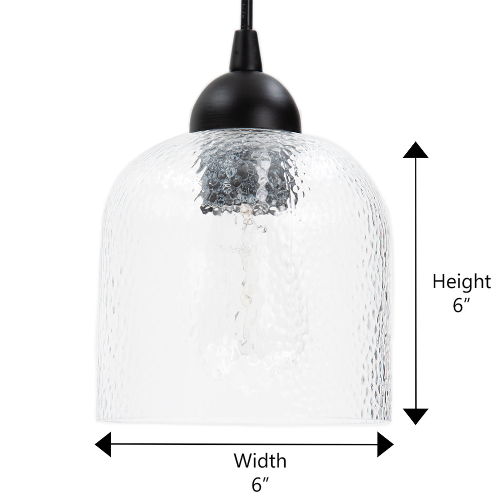 Matte Black Hammered Glass Instant Pendant Recessed Can Conversion Kit