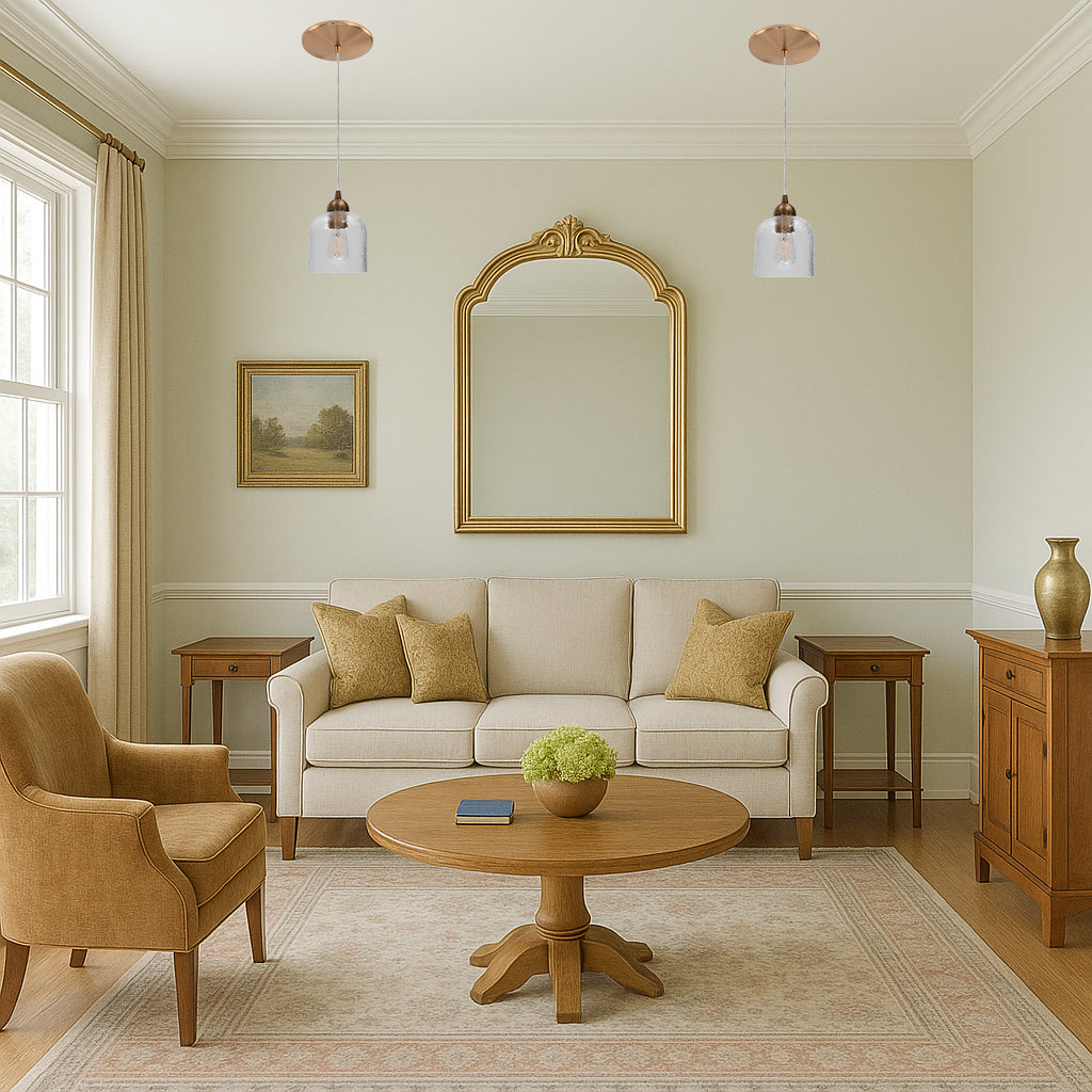 Satin Brass Hammered Glass Instant Pendant Light Recessed Can Conversion Kit