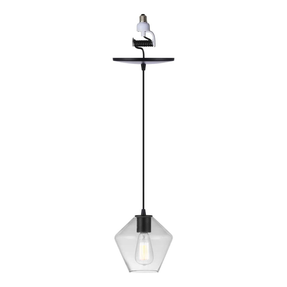 Instant Pendant Conversion Kit with Geometric Glass Shade