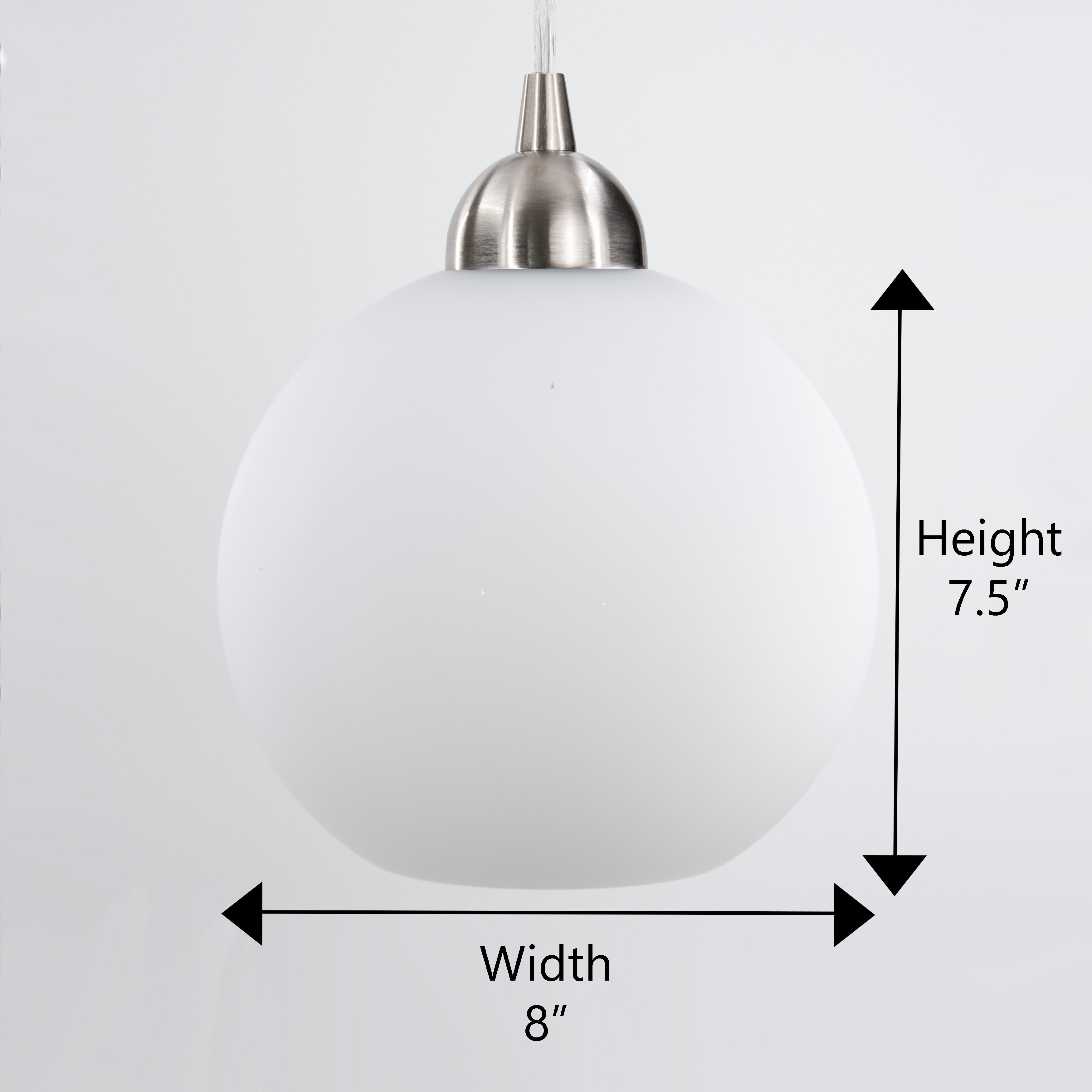 NEW Brushed Nickel Instant Pendant Light - Recessed Can Conversion Kit with Milk Glass Globe