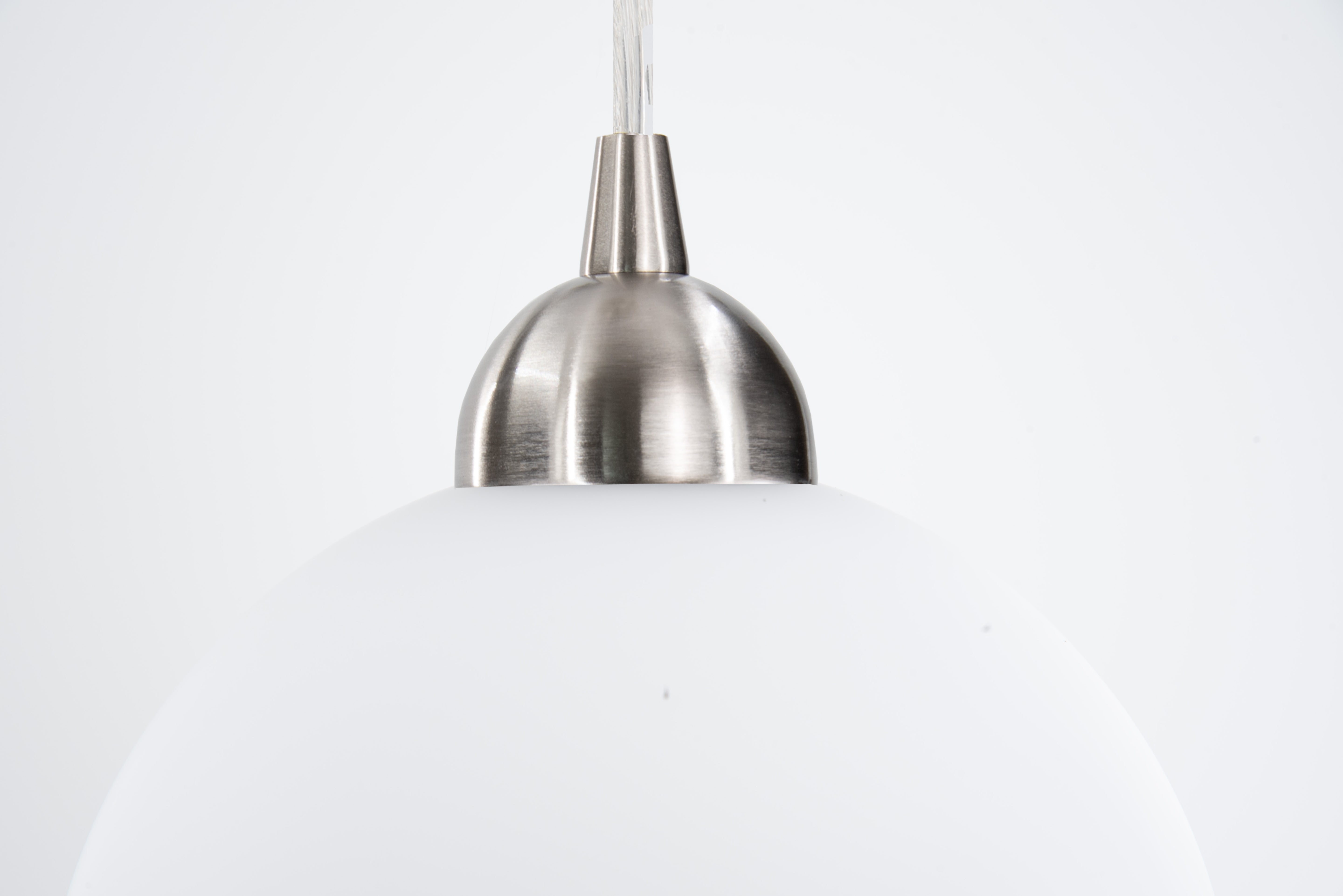 NEW Brushed Nickel Instant Pendant Light - Recessed Can Conversion Kit with Milk Glass Globe